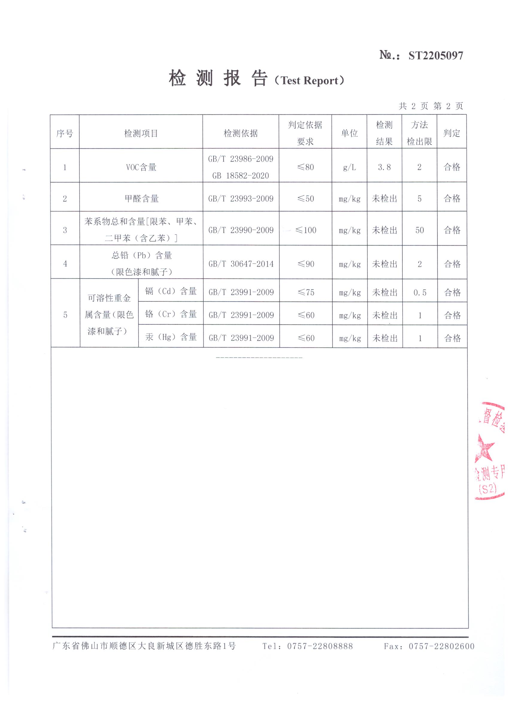 凯瑟艺术水漆有害限量结果