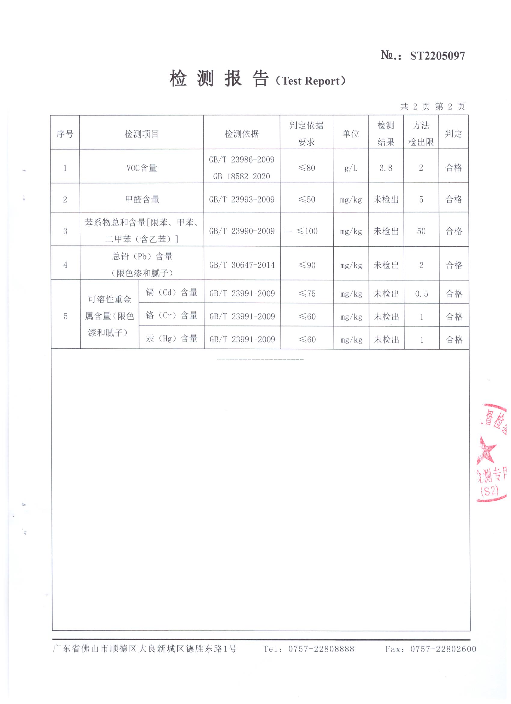 凯瑟艺术水漆有害限量结果